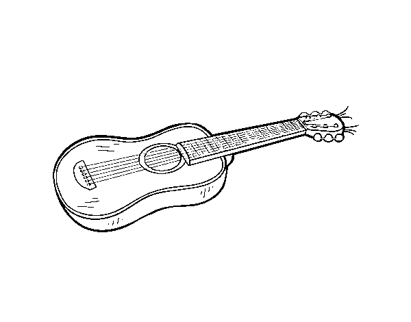 Dibujo de Una guitarra acústica para Colorear