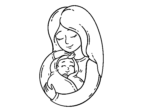 Dibujo de Una madre con su bebé para Colorear