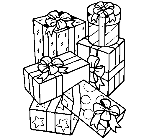 Dibujo de Una montaña de regalos para Colorear
