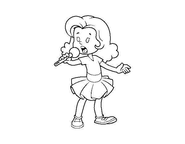 Dibujo de Una niña cantando para Colorear 