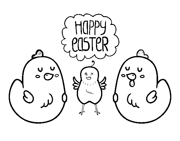 Dibujo de Unas gallinas de Pascua para Colorear
