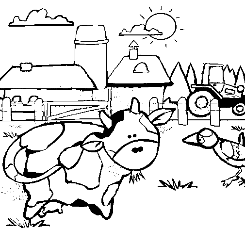 Dibujo de Vaca en la granja para Colorear