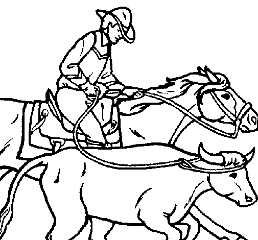 Dibujo de Vaquero y vaca para Colorear