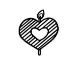 Dibujo de Vela en forma de corazón para colorear