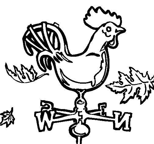 Dibujo de Veletas y gallo para Colorear