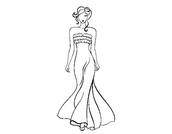Dibujo de Vestido de boda elegante para Colorear