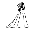 Dibujo de Vestido de boda y velo