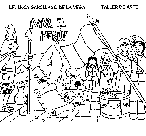 Dibujo de Viva Perú para Colorear