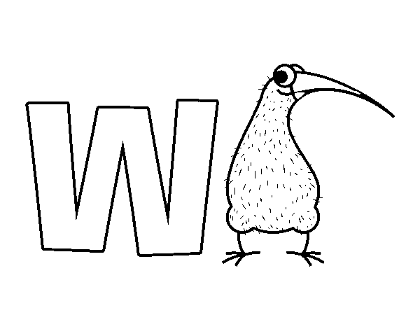 Dibujo de W de Kiwi para Colorear